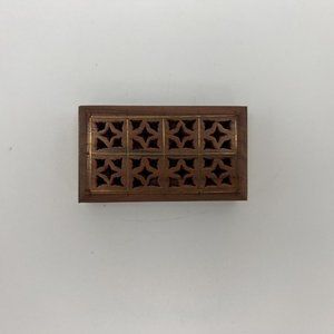 Rare Carved Wood And Brass Trinket Pill Stash Box